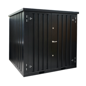 Lagercontainer 2x2 Schwarz RAL 9005 mit Doppelflügeltür